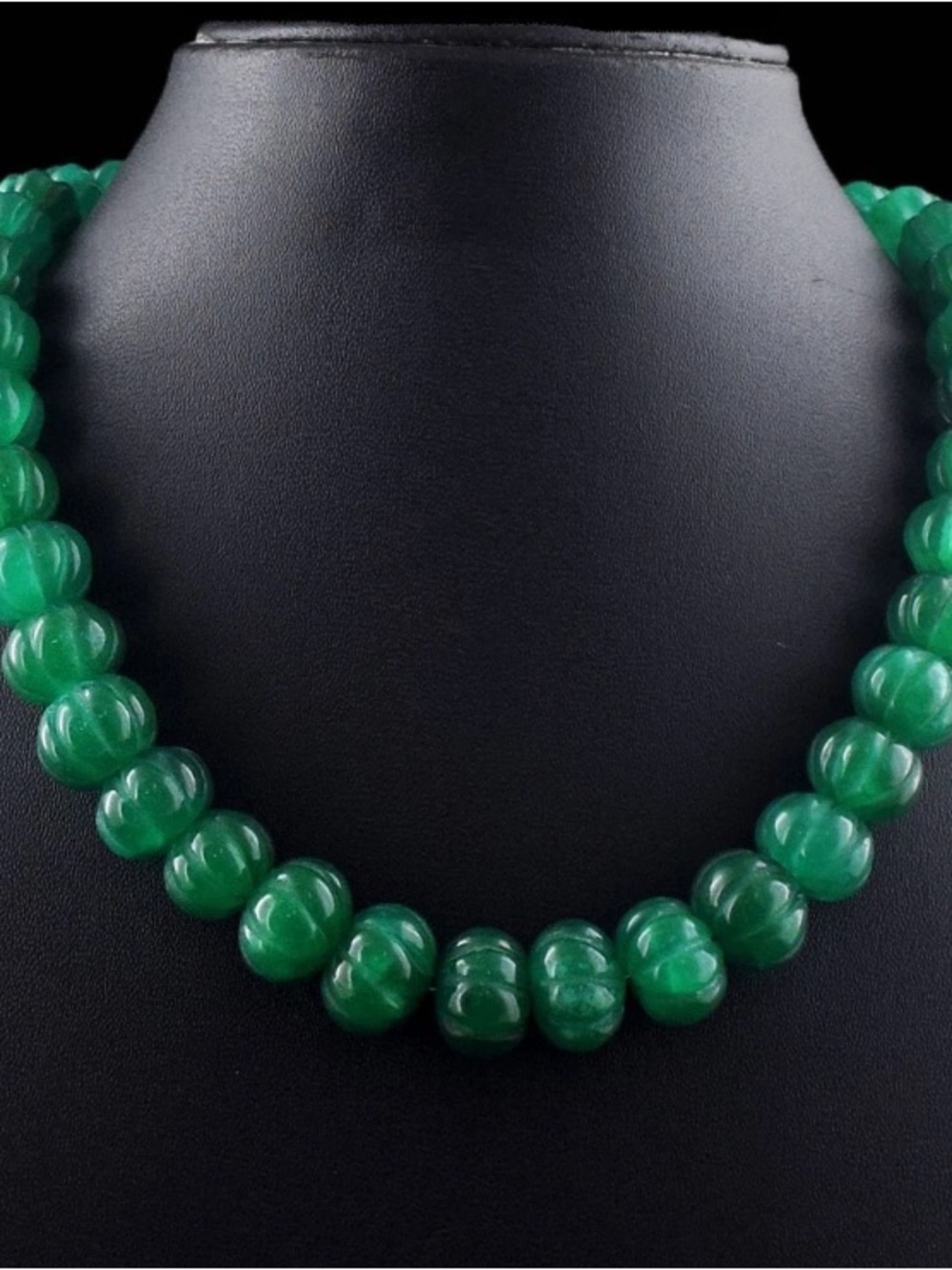 Gorgeous Green Emerald Carved Necklace
